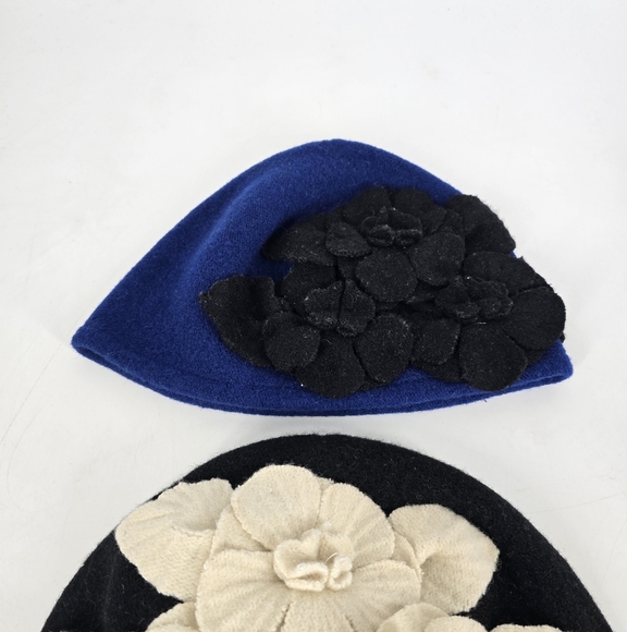 Helene Berman Set Of 2 Fitted Hats Flowers - Picture 2 of 4